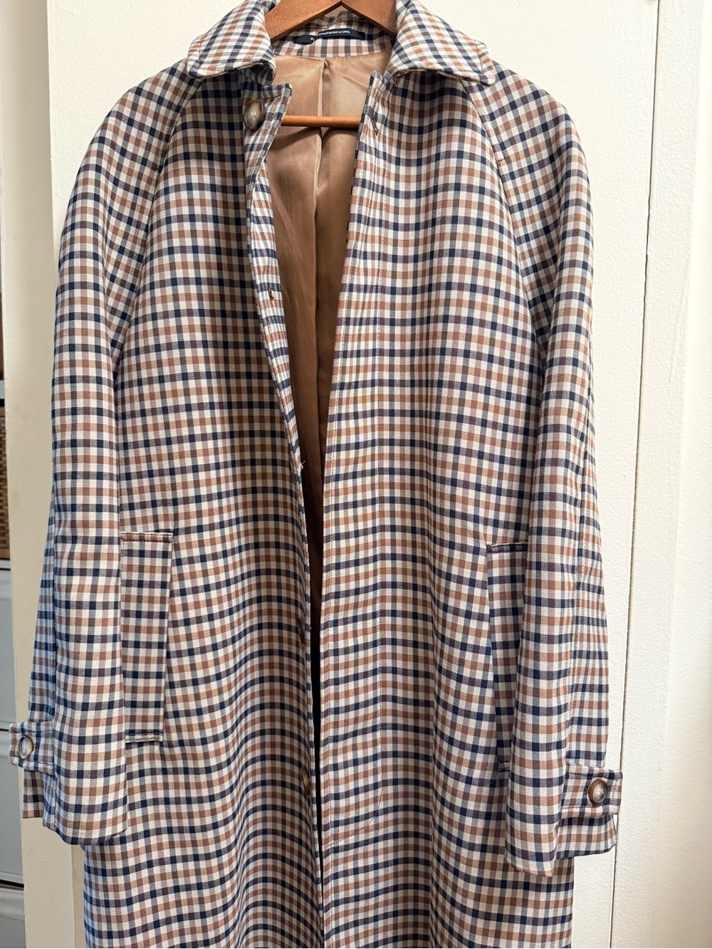 H&M Beige and Black Checked Trench Coat- NWOT